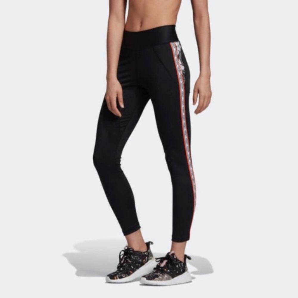 Adidas FARM leggings, flower & multi color stripe